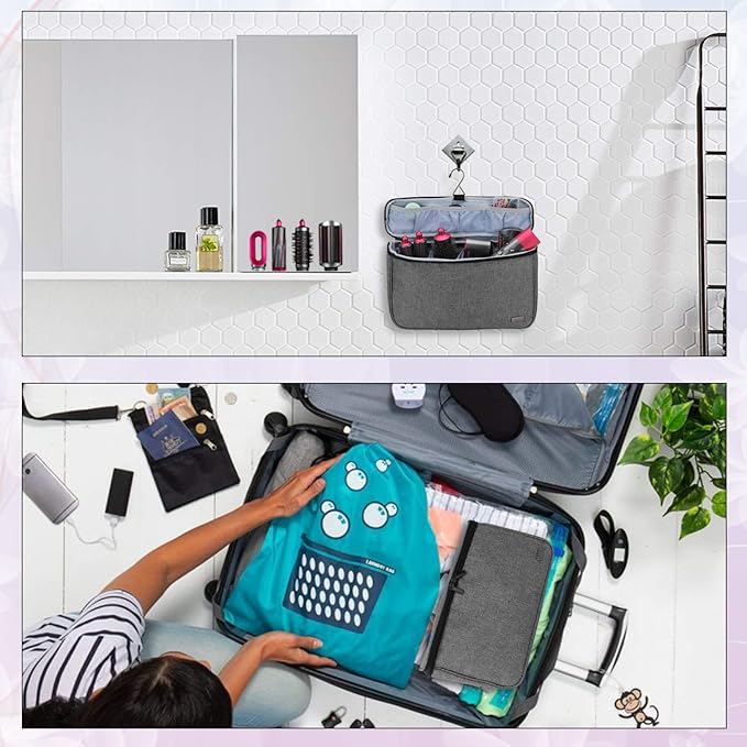 Teamoy Travel Storage Bag Compatible with Dyson Airwrap Styler, Portable Travel Organizer for Airwrap Styler and Attachments, Gray