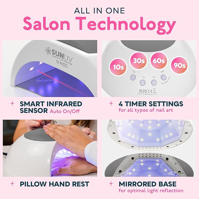 SUNUV UV Light for Gel Nails Polish, 48W UV LED Nail Lamp with 4 Timer Settings, Auto Sensor Removable Base SUN2C Grey
