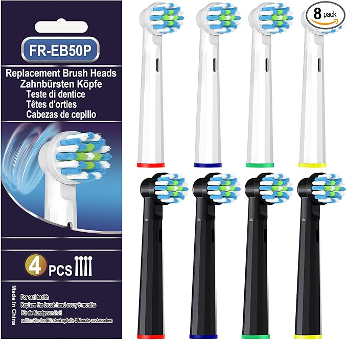 8 Pack Replacement Heads Compatible with Braun Oral B Pro 1000/7000/1500/5000,Replacement Toothbrush Heads for Oral B Braun,Medium Dupont Bristles
