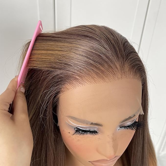 13x6 Ombre Lace Front Wig pre plucked Glueless Highlight Ombre Long Straight Lace Front Wigs Yaki Synthetic Highlight HD Lace Front Wig 1B/30/27