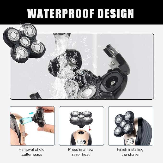 Shaver Replacement Blades Compatible with Freedom Head Shaver Kit, 5 Head Replacment Shaver Heads for Bald Men Head and Face Electric Razor Shaver Head (Heads/2PCS)