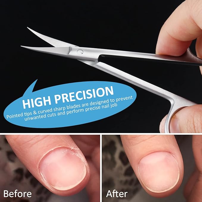 Cuticle Scissors for Women and Men Curved Stainless Steel with Tip Grooming Blades Manicure Nail for Dry Skin Nail Scissors (1)