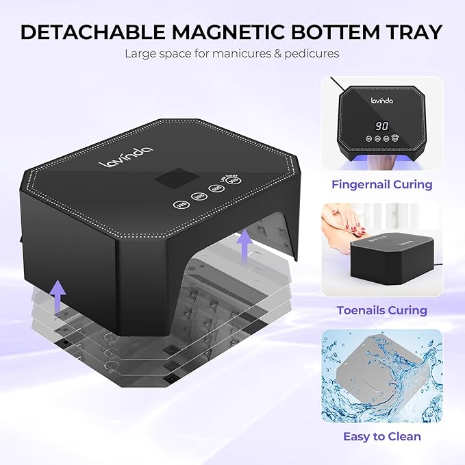 Lavinda 54W UV Nail Lamp, Professional LED Nail Lamp UV Light for Gel Polish Nails, Fast Drying Nail Dryer Nail Light with 4 Timers Large LCD Display, Salon & Home Use for Women Mom Girlfriend