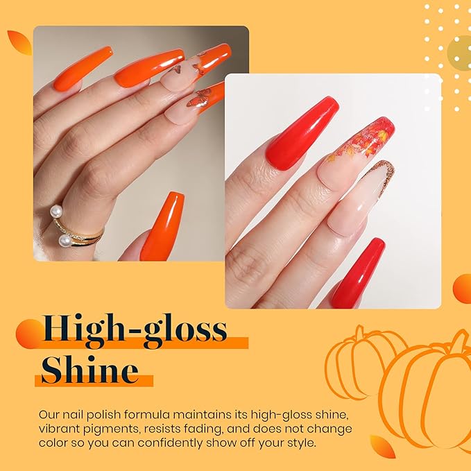 beetles 6 Colors Gel Polish Set, Burgundy Red Green Orange Gel Nail Polish Colors Sunset Leaves Nail Polish Soak Off Nail Art Lamp UV LED Cured Manicure Nail at Home Gifts for Women