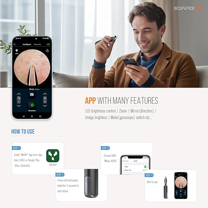 Blackhead Removal Tweezer with 1080p Camera, Ultimate Precision: Tweezer with Camera - Perfect for Delicate Tasks! - - Ingrown Hair, Ear Hair Tweezer (Black)