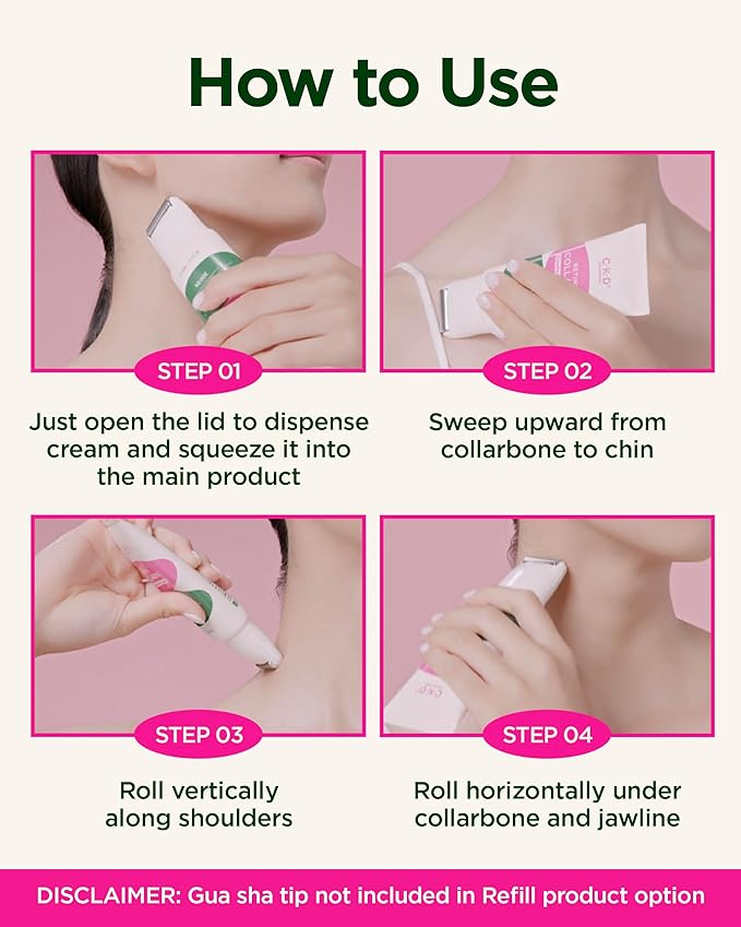 CKD Gua Sha Neck Cream [Refill] - Retinol Collagen Firming Cream for Double Chin, Neck & Jawline Lifting, Korean Skin Care without Massage Roller, 1.69 fl oz