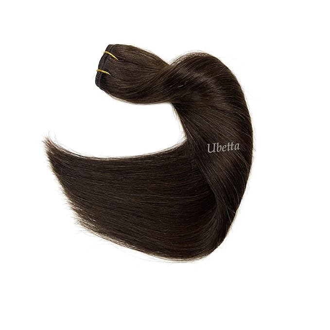 Sew in Weft Hair Extensions Human Hair Bundles, Dark Brown Sew in Hair Extensions Real Human Hair for Women, 120G 24Inch Remy Human Hair Sew in Extensions Hand Tied Weft Hair Extensions