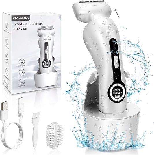 Electric Shaver for Women Electric Razor for Womens Bikini Legs Underarm Public Hairs Rechargeable Trimmer with Detachable Head Cordless Wet Dry Use