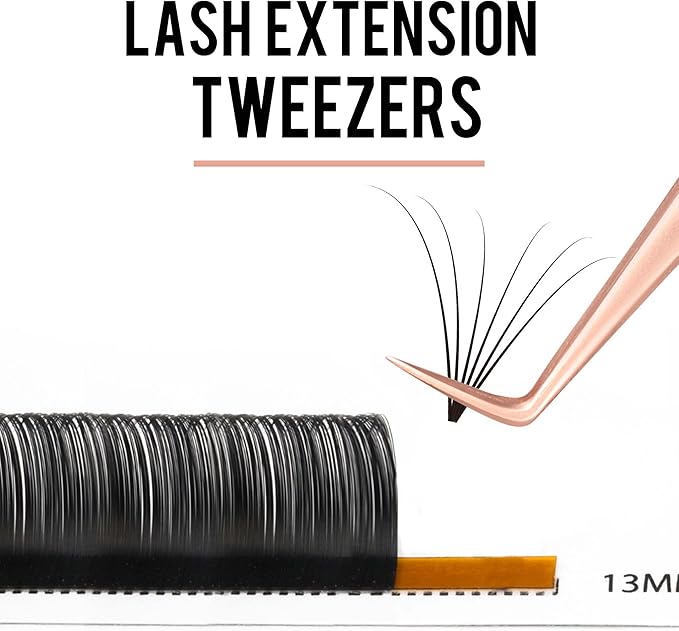 Fiber Tip Lash Tweezers For Eyelash Extension 4 Pcs Tweezers Professional Artist Tech Work Kit Tools,Best Volume Eyelash Lashes Extensions Precision Supplies Volume Boot 90 45 Degree(Rose Gold)