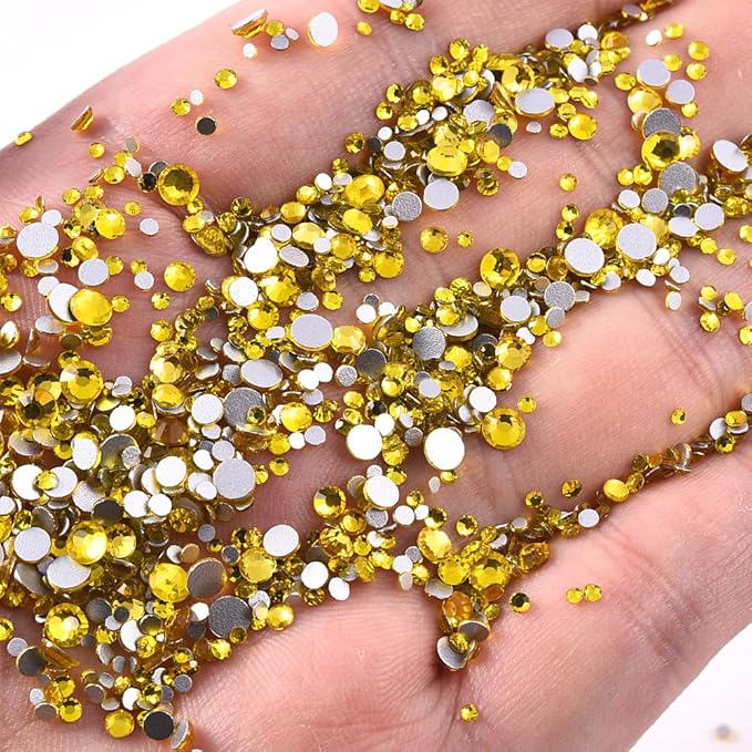 Blinginbox Flatback Rhinestones Bulk,14400pcs Crystal Round Loose Gemstones Glass Rhinestones for Crafts Makeup Nail Art Clothes Shoes DIY Decorations(SS20,4.6-4.8mm,Citrine)