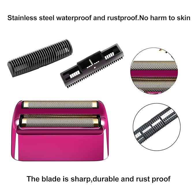 2 Pack Shaver Replacement Foil and Cutters Compatible with BaBylissPRO Double FXFS2 Metal Shaver foil Replacement,Purple