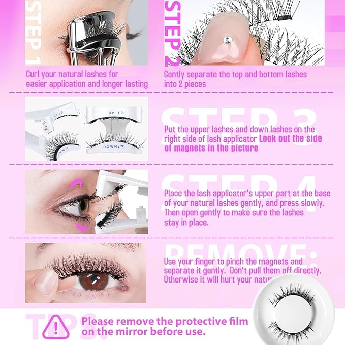 Magnetic Eyelashes with Applicator,2025 New Reusable Magnetic Eyelashes Natural Look No Glue or Liner Needed,Upgraded Soft Lashes for Daily Use(Natural+Simple+Devil)