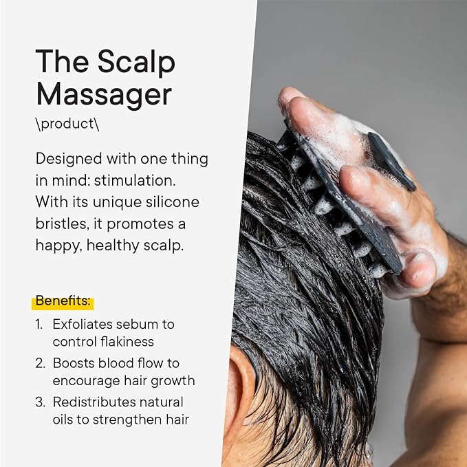 TOOLETRIES Scalp Scrubber & Hook - Silicone Exfoliating Hair Scrubber for Men, Bath & Shower Accessories - Features Silicone-Grip Technology, Removable & Reusable