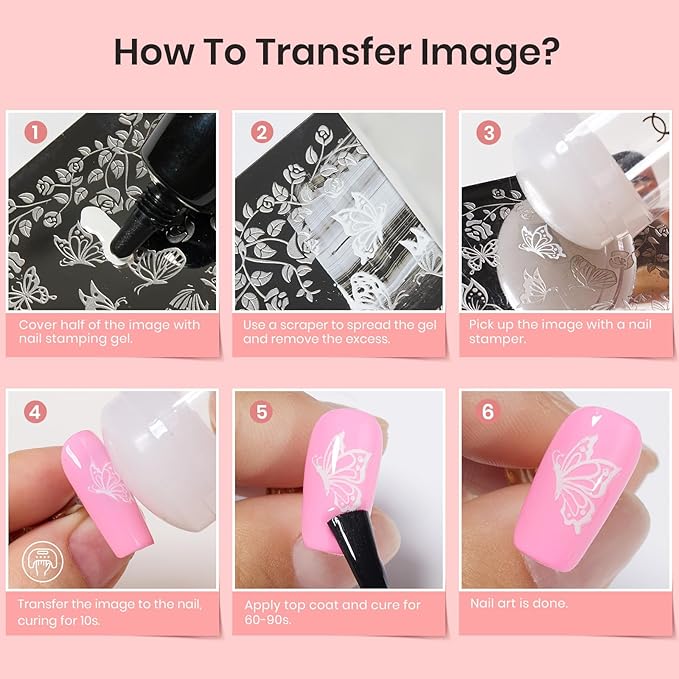 Beetles Nail Stamp, 4Pcs French Tip Tool Easy Manicure Nail Stamper Single Head Soft Silicone Long & Short French Tip Stamp Tool with 2Pcs Nail Scraper Decorations Gift for Women