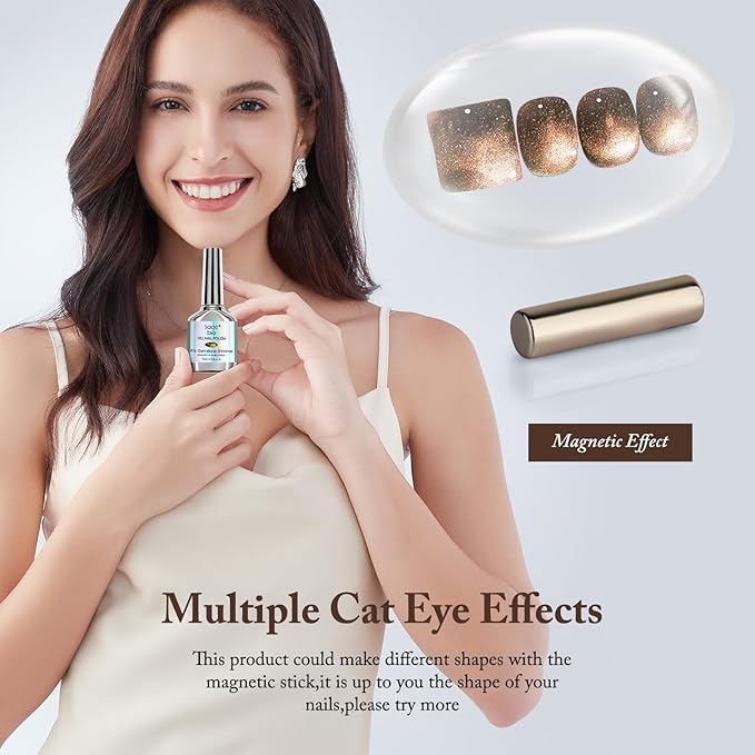 Crushed Diamond Cat Eye Gel Nail Polish with Magnet Stick, 15ml Holographic Glitter Gel, Ideal for DIY Nail Art, Gemstone Shimmer