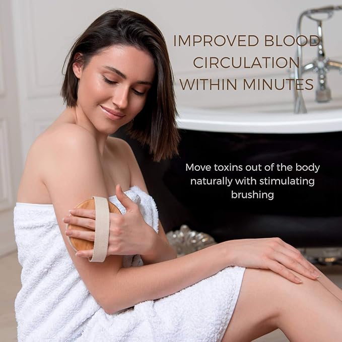 Massaging Dry Brushing Body Brush + Compressed Facial Sponges - Softer, Clearer, More Beautiful Skin Naturally