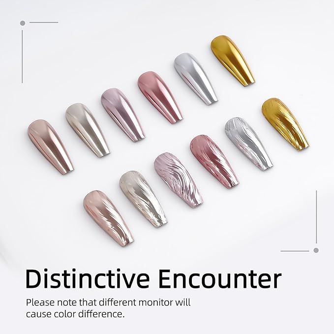 Chrome Nail Powder Set Metallic Mirror Glitter for Manicure Nail Art Decoration Gold Silver Bronze Rose Gold Silver Pigment 6 Colors Kit 0.5g/Jar (TR 6 Pcs Set)