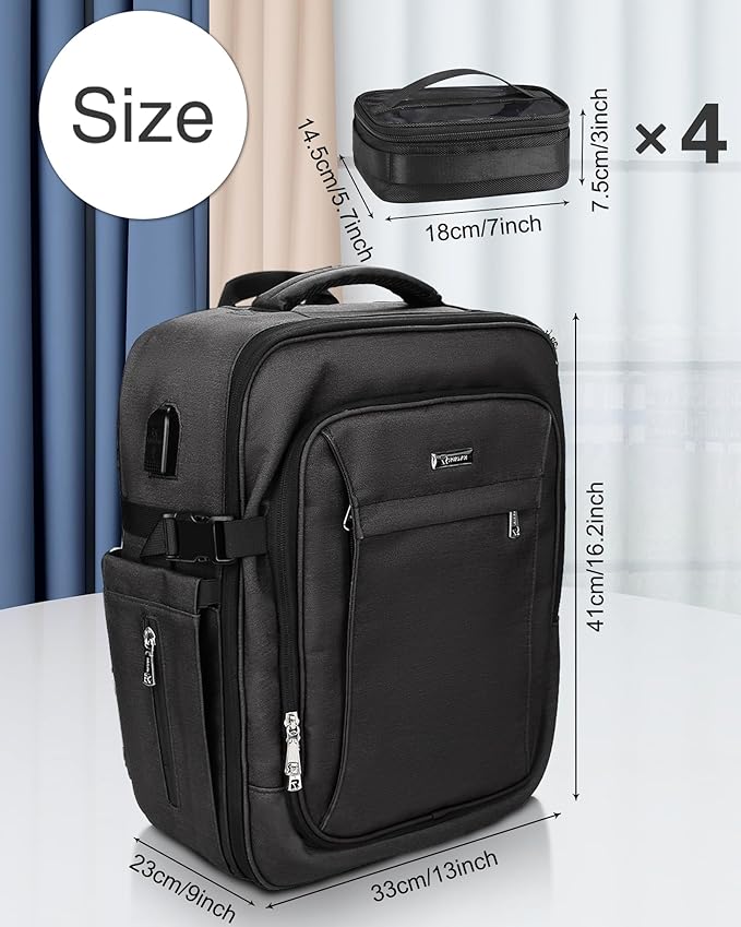 Relavel Makeup Backpack - Extra Large Train Case with 4 Pack Clear Bags, Professional Makeup Artist Kit Set Bag