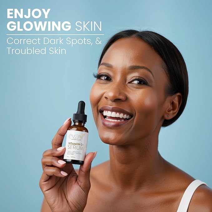 Eva Naturals Vitamin C Face Serum With Hyaluronic Acid - Anti Aging Serum - Reduce Dark Spots, Acne & Wrinkles - Retinol, Niacinamide & Salicylic Acid, Brightening Skin Serum for Glowing Skin