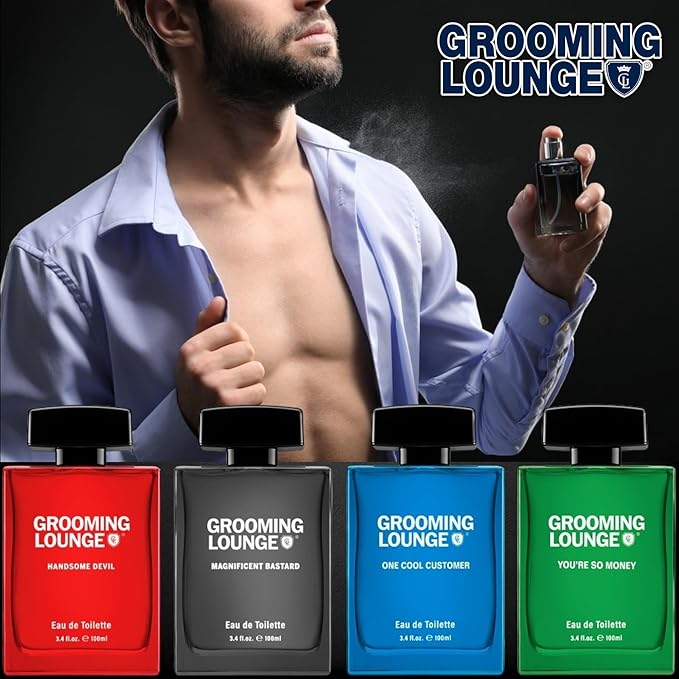 Grooming Lounge Men's Fagrances Eau de Best Perfume for Men - Features Energizing Notes of Lemon Bergamot Cardamom and Patchouli - Travel Size Perfume 3.4oz (You're So Money)
