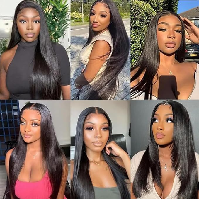 Bundles Human Hair Straight Bundles Color 1B Natural Color Straight Brazilian Human Hair Weave Extensions Soft and Silky for Black Women 16 18 20 Inch