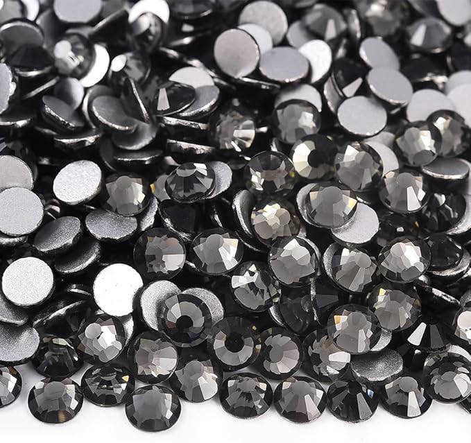 Blinginbox Flatback Rhinestones Bulk,14400pcs Crystal Round Loose Gemstones Glass Rhinestones for Crafts Makeup Nail Art Clothes Shoes DIY Decorations(SS10,2.7-2.9mm,Black Diamond)