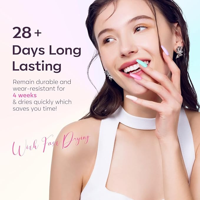 modelones Spring Gel Nail Polisht, 6 Colors Pastel Pink Purple Blue Green Shades Macaron Colors Nail Art Gel Design for Easter Women Girl Nail Lovers Gift Salon DIY