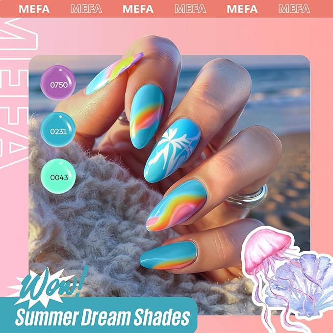 MEFA 19 Pcs Gel Nail Polish Kit with U V Light, 12 Colors All Seasons Soak Off Gel Polish Nail Set with Base Top Coat Essential Manicure Tools Beginners Salon Nails Art