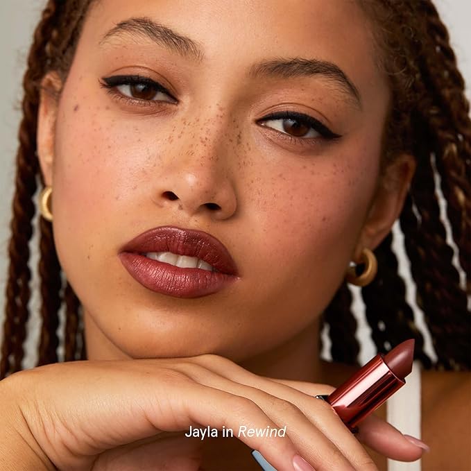 SOSHE Beauty - Ceramide Lip Silk | Sheer Hydrating, Silky, Buildable Lipstick | Ceramides, Vitamin E, Shea Butter | Cruelty-Free, Certified Plastic Negative (Rewind- True Brown)