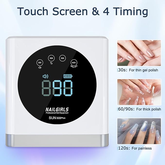 NAILGIRLS UV Nail Lamp, 150W UV Light for Gel Nail, Nail Lamps for Gel Polish with 4 Time Setting, UV LED Nail Light with Large LCD Display, Fast Curing Lamp for Salon or Home
