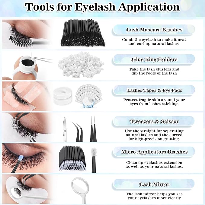 EyeLash Extension Kit for Beginners, Professional Lash EyeLash Extension Practice Kit with Everything, Mannequin Head, Eye Lashes Glue, Lash Kit for Eyelash Extensions Beginners Training