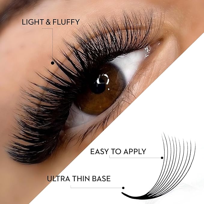 1000 Loose Premade Fans Eyelash Extensions, C Curl Volume Lashes,14D 20D 10D-0.07 Thickness, 9-16mm Fluffy Handmade Fan Mixed Tray