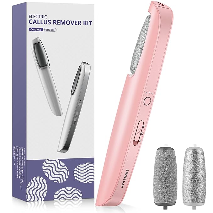 Electric Callus Remover for Feet, Professional Pedicure Kit Foot Scrubber for Dry, Dead, Cracked, Hard Skin, at Home Feet Spa Care Kit for Men & Women (Pink)
