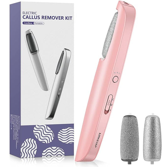 Electric Callus Remover for Feet, Professional Pedicure Kit Foot Scrubber for Dry, Dead, Cracked, Hard Skin, at Home Feet Spa Care Kit for Men & Women (Pink)