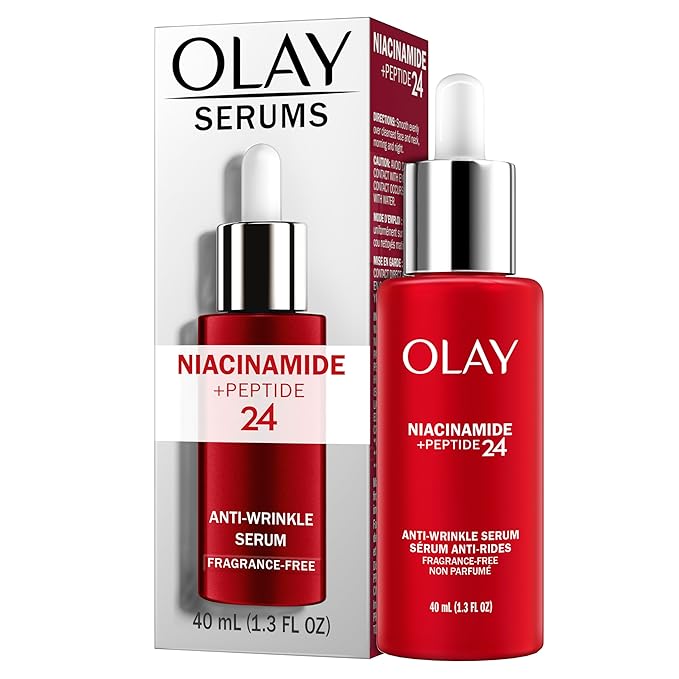 Olay Niacinamide + Peptide 24 Anti-Wrinkle Serum, Fragrance-Free, 1.3oz FL