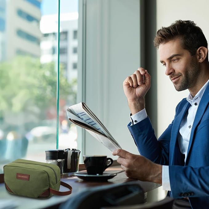 Eccliy 6 Set Groomsmen Gifts Men Toiletry Bags Men's Travel Shaving Kit Bathroom Bags Water Resistant Toiletry Case for Wedding Groomsman Proposal Gift Travel Accessories(Army Green)