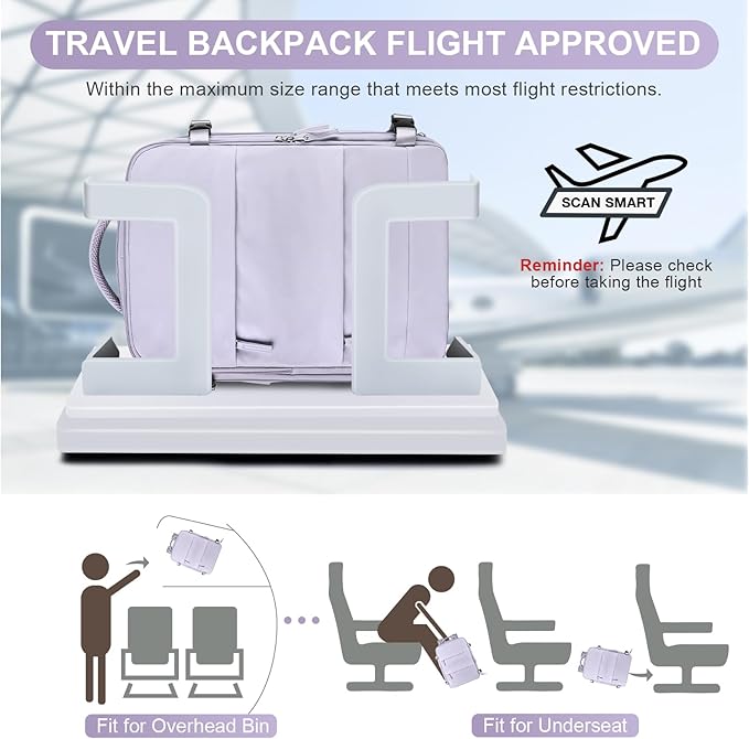 coofay Travel Backpack Carry On Flight Aapproved Personal Item Travel Bag Mochila De Viaje Travel Backpack For Men Spirit Airlines Personal Item Bag 18x14x8 Carry On Backpack For Airplanes Purple