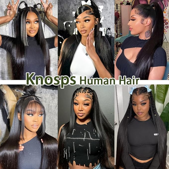 13x6 Lace Front Wigs Human Hair 180 Density Straight HD Lace Front Wigs Human Hair Pre Plucked 13x6 Frontal Glueless Wigs Human Hair with Baby Hair for Women 24 Inch