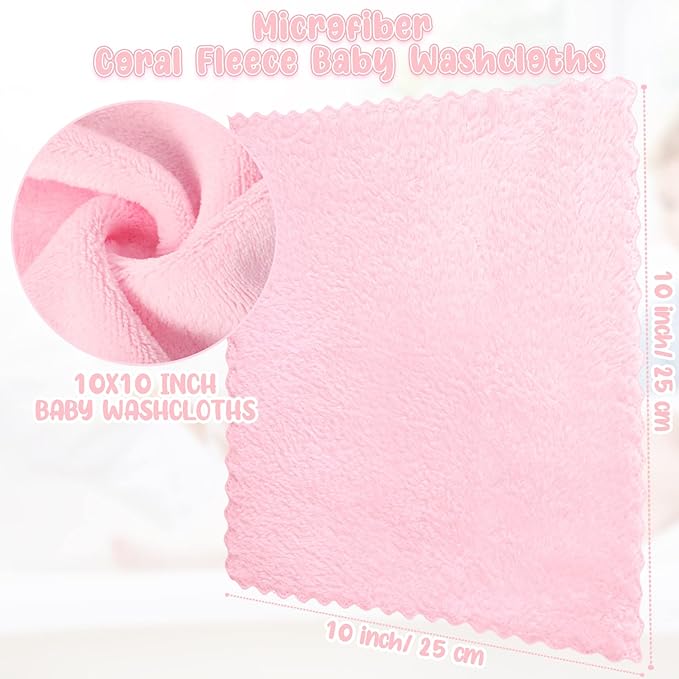 Chumia 96 Pack Baby Washcloths Bulk 10 x 10 Inch Soft Microfiber Coral Fleece Baby Face Towels Absorbent Wash Cloths for Newborn and Toddler,Gentle on Sensitive Skin for Face Body(Multicolor)