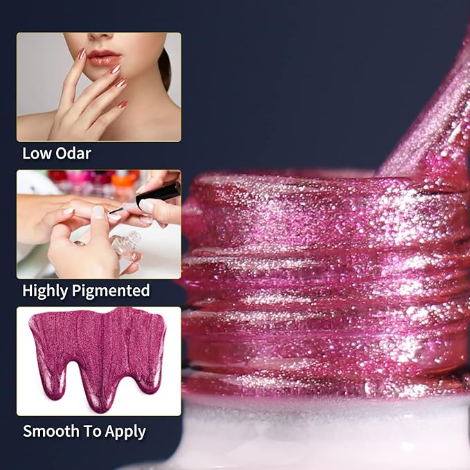 Clara Colors Cat Eye Gel Nail Polish Set of 6 Colors Magnetic Nail Polish Set Holographic Glitter 9D Galaxy Series Cat Eye Gel Polish Set with 1 Magnet Stick for Home DIY Soak Off UV LED