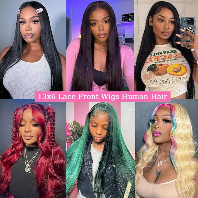 34 Inch 13x6 Straight Lace Front Wigs Human Hair 180% Density 13x6 HD Lace Front Wigs Human Hair for Women Straight Frontal Wigs Human Hair Pre Plucked with Baby Hair Gluless Wigs Human Hair
