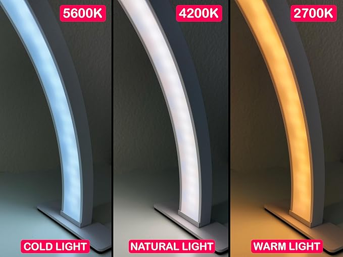 Half Moon Nail Desk Lamp for Professionals, 3360 Lumen LED for Nail, Perfect LED Manicure Desk Lamp, Tattoo Light, Lash Tech, White, Touch Control