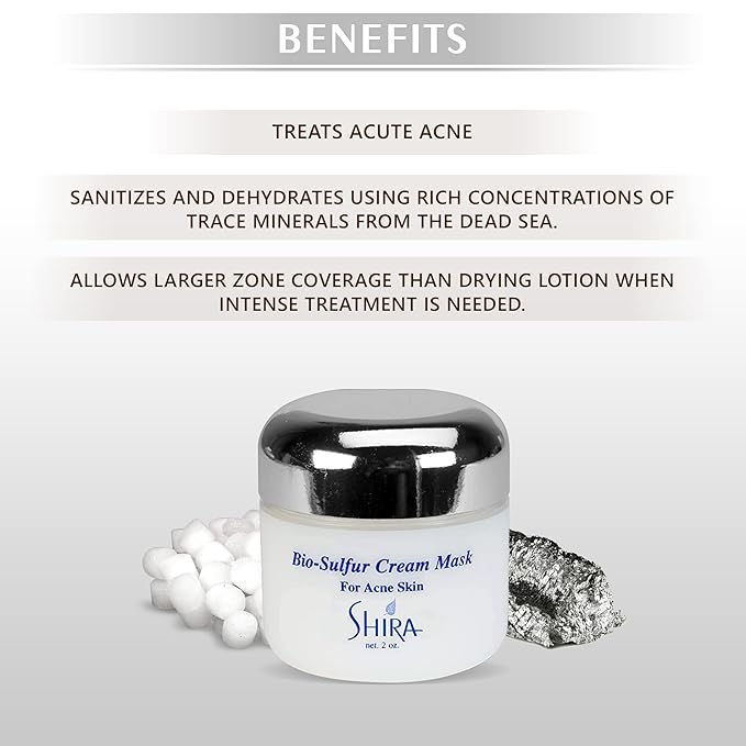 Solar Energy Bio Sulphur Face Mask 2oz with Sulphur & Organic Aloevera, Treatment for Acne-Prone, Dark Spot and Oily Skin Care