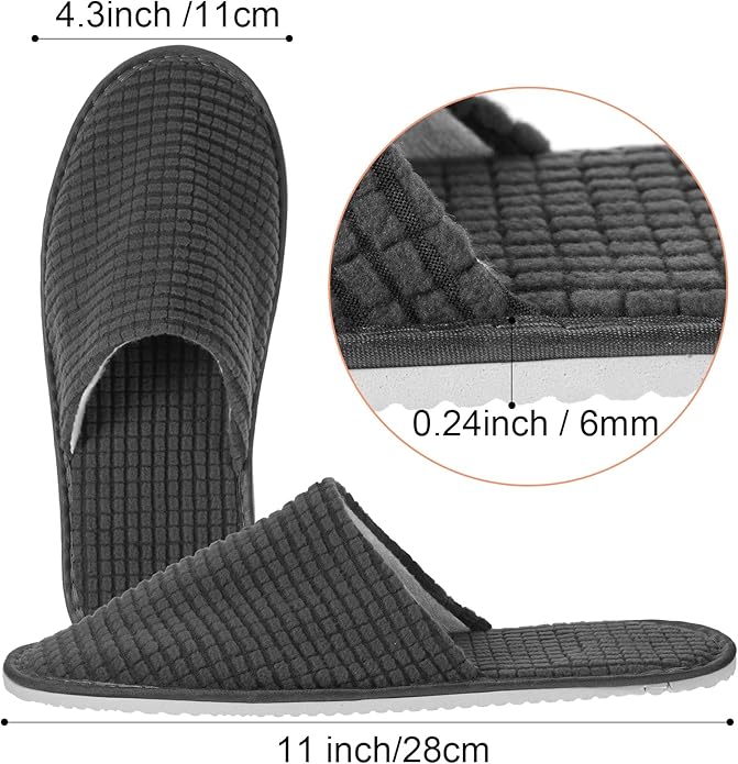 Geyoga 12 Pair House Slipper for Guest Non Slip Disposable Slipper for Travel Washable Reusable Closed Toe Hotel Bridesmaid Indoor Spa Wedding Party Shoeless Home
