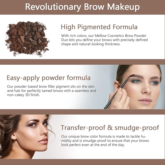 Mellow Cosmetics Brow Duo - Luminous Eyebrow Powder for Natural Looking, Voluminous Brows - Eyebrow Filler - Vegan Brow Definer - Auburn