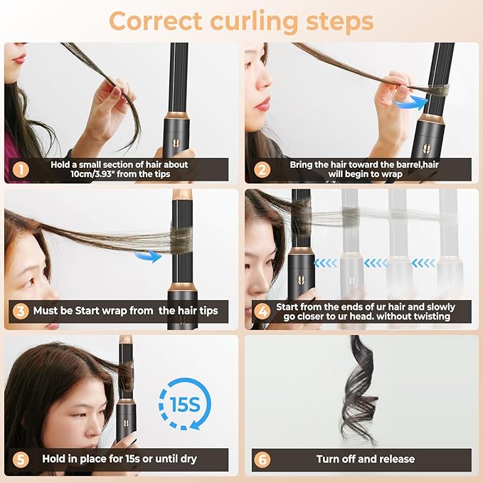 6 in 1 Hair Dryer Brush, Blow Dryer Brush Ionic Hair Dryer, Oval Hot Air Brush, Hair Curler Hair Straightener Magic Styler Autowrap Air Styler