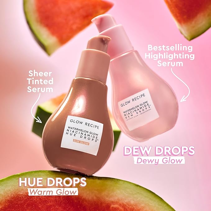 Glow Recipe Hue Drops Tinted Face Serum - Bronzing Drops to Brighten & Hydrate - Skincare Makeup Primer & Liquid Highlighter to Blur Pores for a Radiant, Even Skin Tone - Sunglow (40ml)