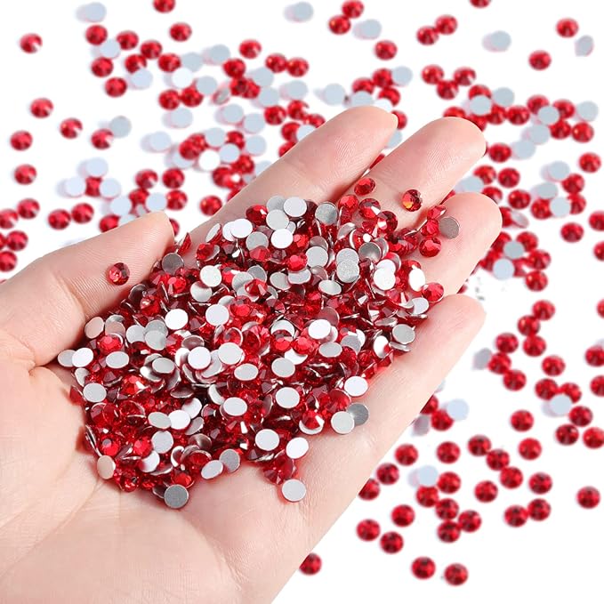 Beadsland Flatback Rhinestones Bulk,14400pcs Red Rhinestones for Crafts Clothes DIY Decoration, Light Siam, SS20, 4.6-4.8mm