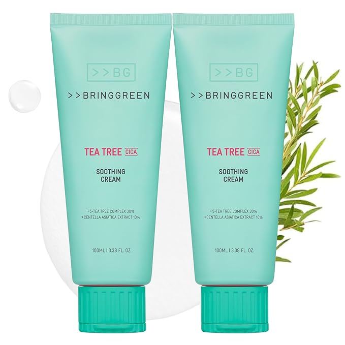 BRING GREEN Tea Tree Cica Soothing Cream Plus 100ml Korean Skin care (Pack of 2)