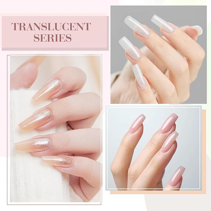 CANNI Jelly Gel Nail Polish Set, 6 Colors 9ML Nail Sheer Light Pink Transparent Milky White Gel Nail Polish Soak Off Uv LED Lamp Nail Art Design Manicure Salon for Women